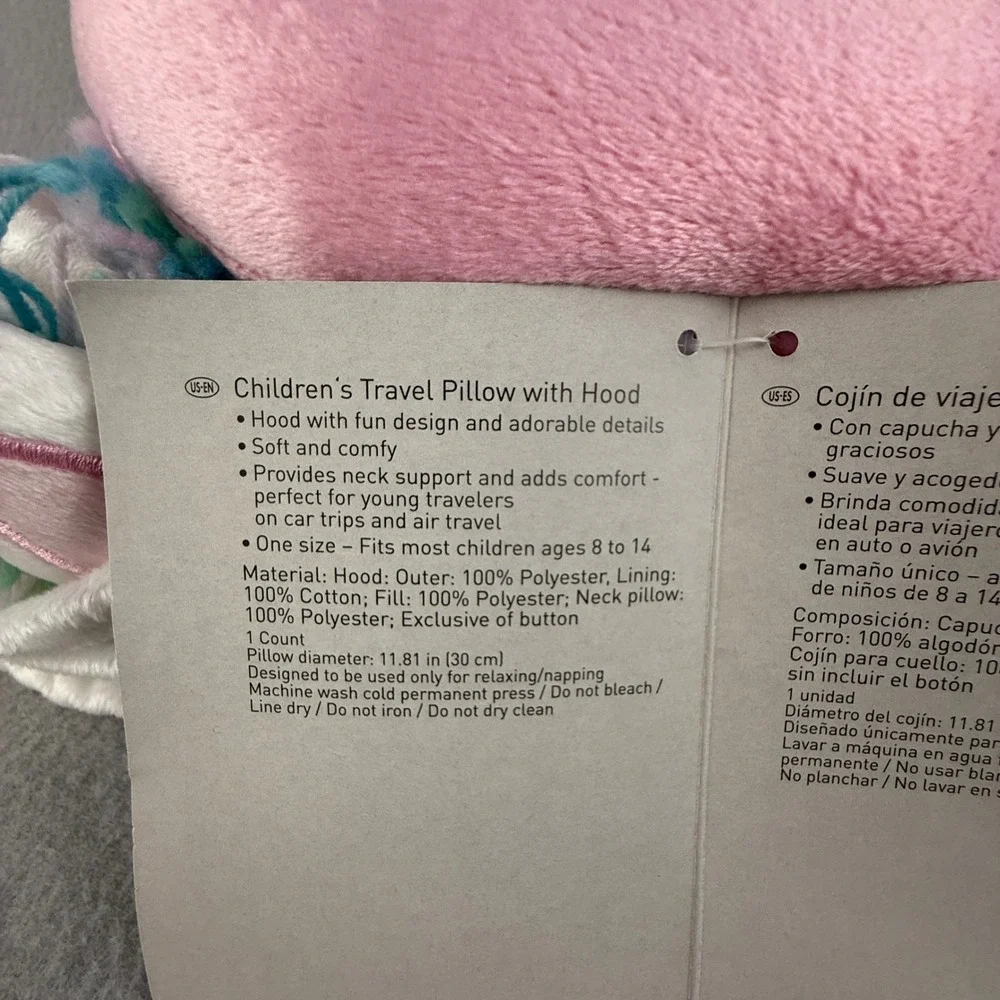 Meradiso Kids Unicorn Travel Neck Pillow with Hood Snap Closure Ages‎ 8-14 Years